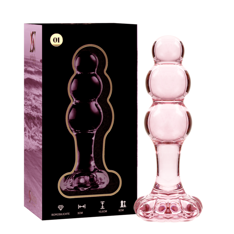 NEBULA SERIES BY IBIZA - MODELL 1 ANALPLUG BOROSILIKATGLAS ROSA 10,5 CM -O- 3 CM