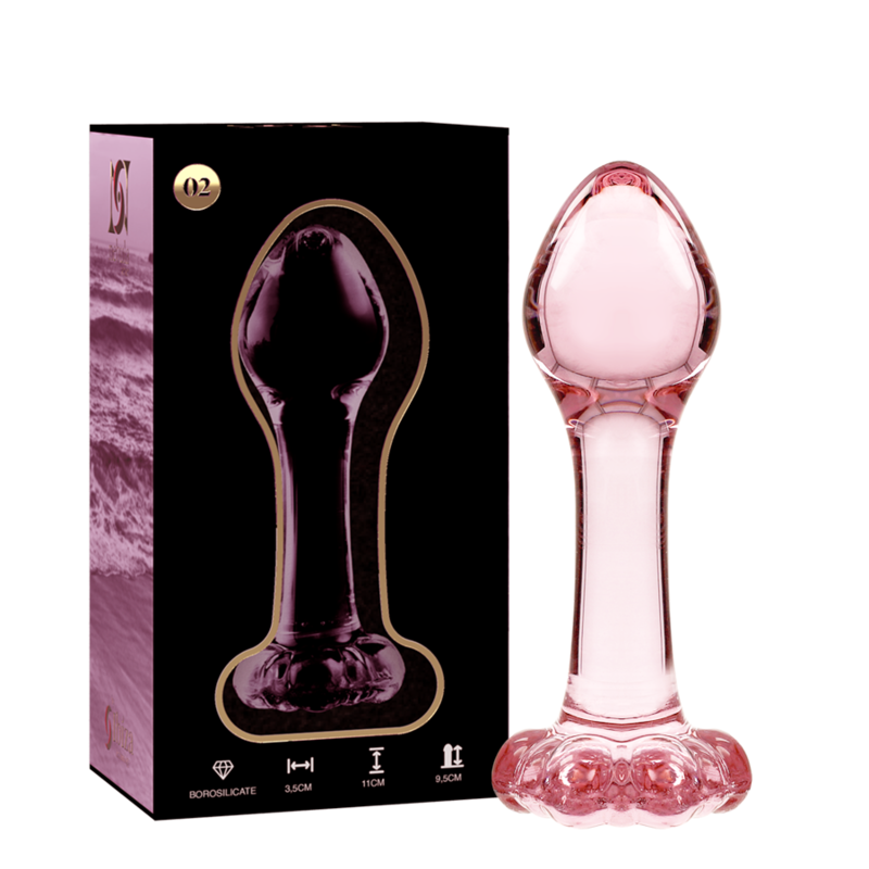 NEBULA SERIES BY IBIZA - MODELL 2 ANALPLUG AUS BOROSILIKATGLAS ROSA 11 CM -O- 3,5 CM