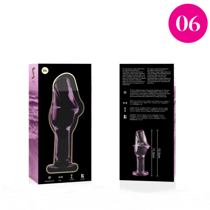 NEBULA SERIES BY IBIZA - MODELL 6 ANALPLUG BOROSILIKATGLAS ROSA 12,5 CM -O- 4 CM