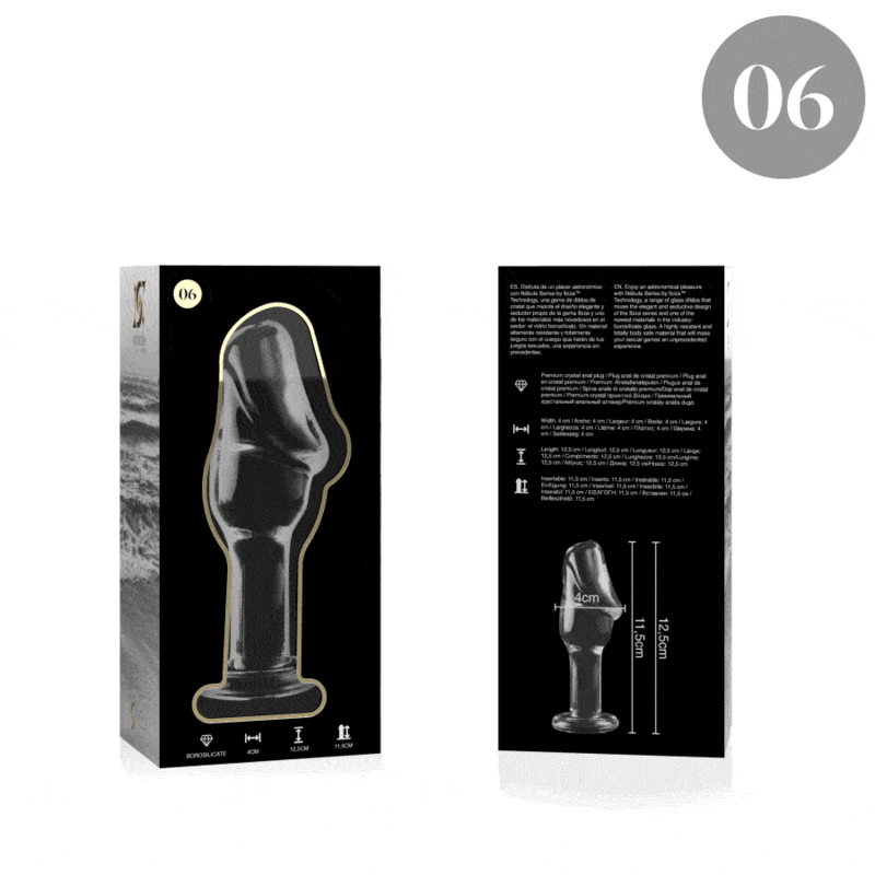 NEBULA SERIES BY IBIZA - MODELL 6 ANALPLUG BOROSILIKATGLAS KLAR 12,5 CM -O- 4 CM