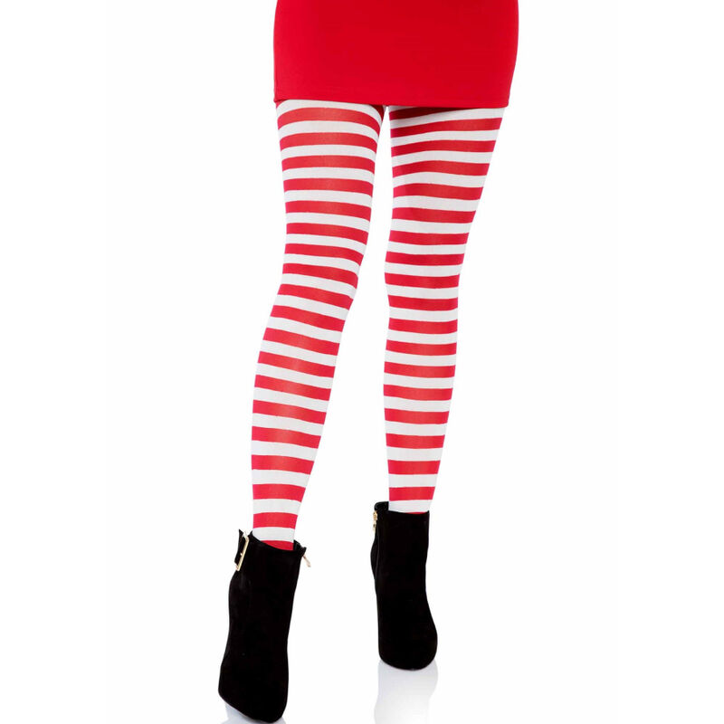 LEG AVENUE - Weiß/Rot gestreifte Strumpfhosen