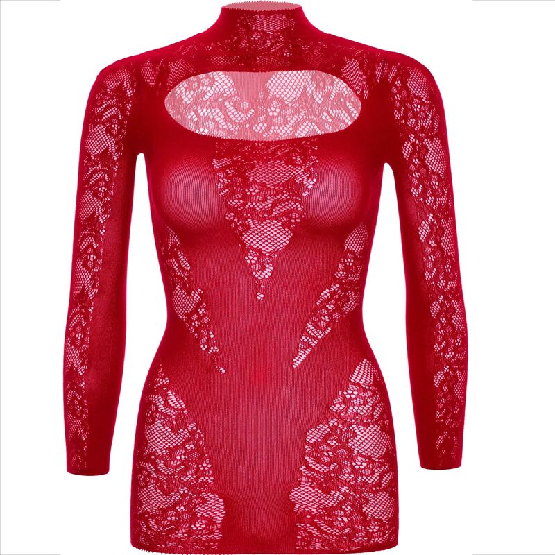 MINIKLEID MIT SPITZE LANGARM ROT