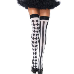 LEG AVENUE - Schwarze/Weiße Arlequin Hohe Socken