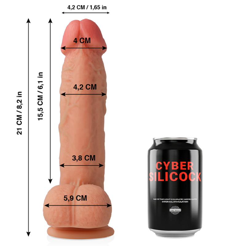 CYBER SILICOCK - SAUL ULTRA REALISTISCH. WEICHES FLÜSSIGES SILIKON 21 CM -O- 4,2 CM