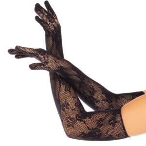LEG AVENUE - Handschuhe mit roten Blumen, Schwarz