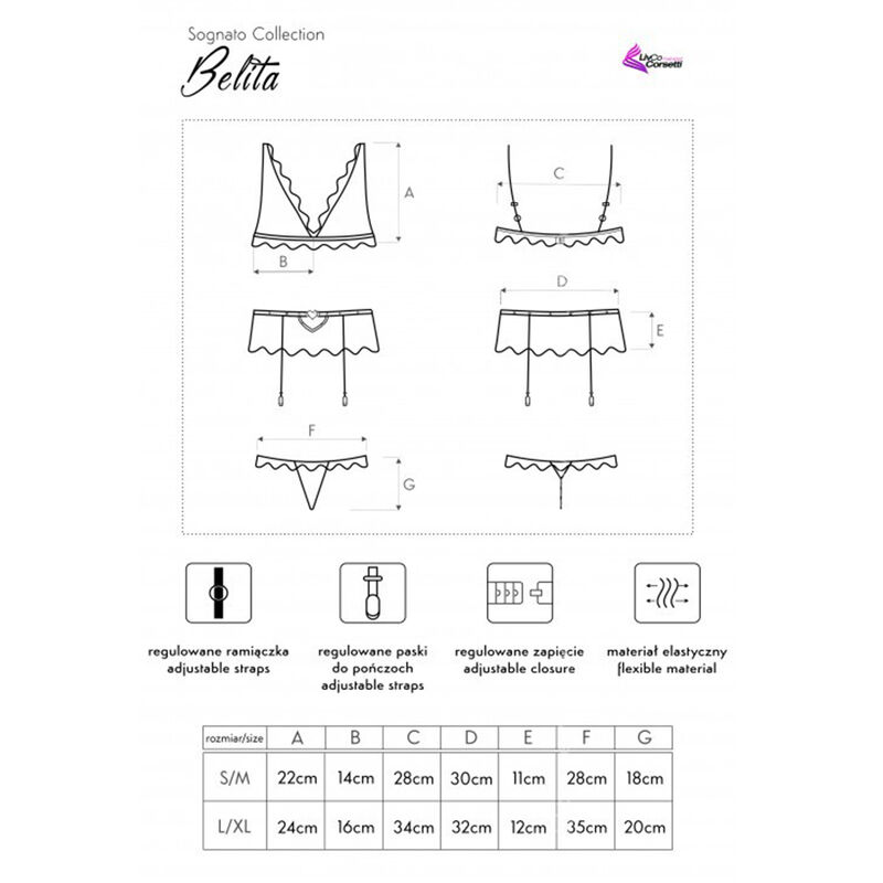 BELITA LC 90231 BH + Höschen + Strumpfgürtel Schwarz L/XL