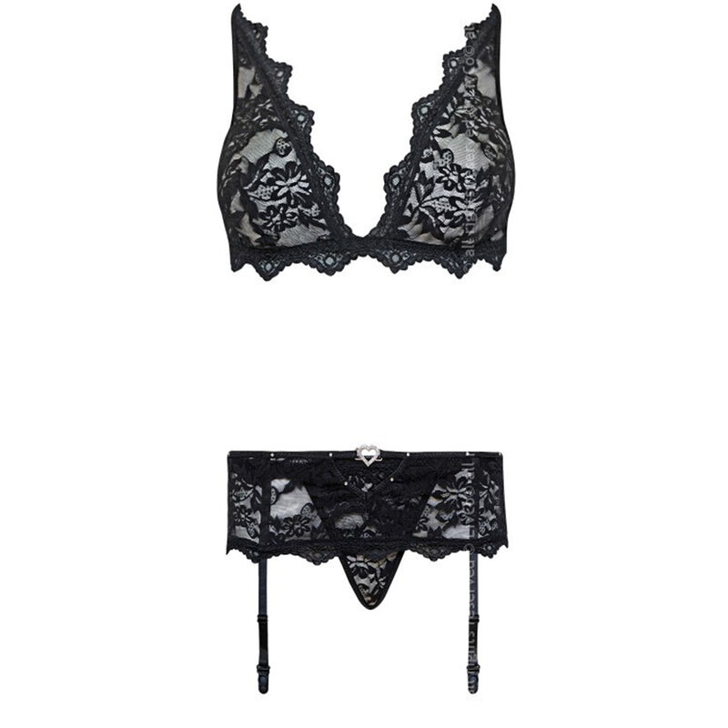 BELITA LC 90231 BH + Höschen + Strumpfgürtel Schwarz L/XL