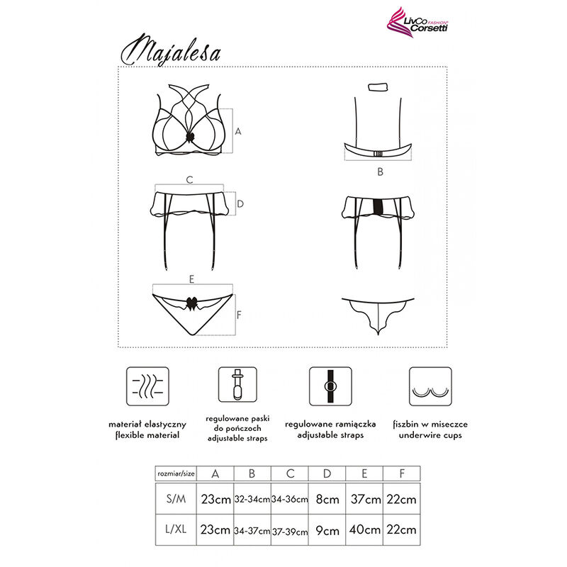 MAJALESA LC 90526 BH + Strumpfgürtel + Hose Schwarz L/XL