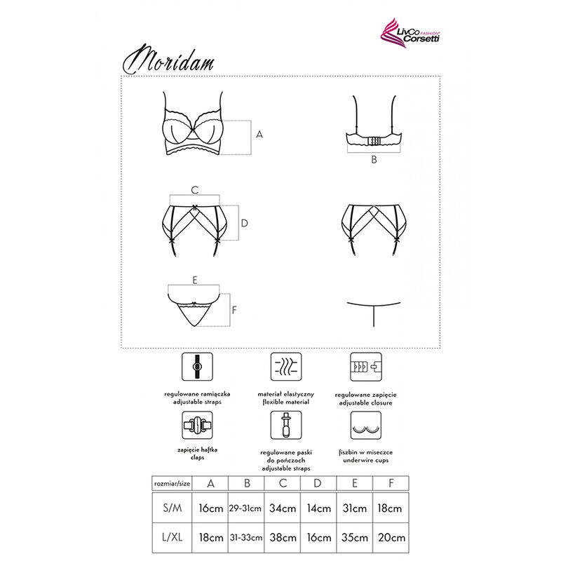 LIVCO CORSETTI FASHION - MORIDAM LC 90552 BH + Strumpfgürtel + Hose Schwarz L/XL