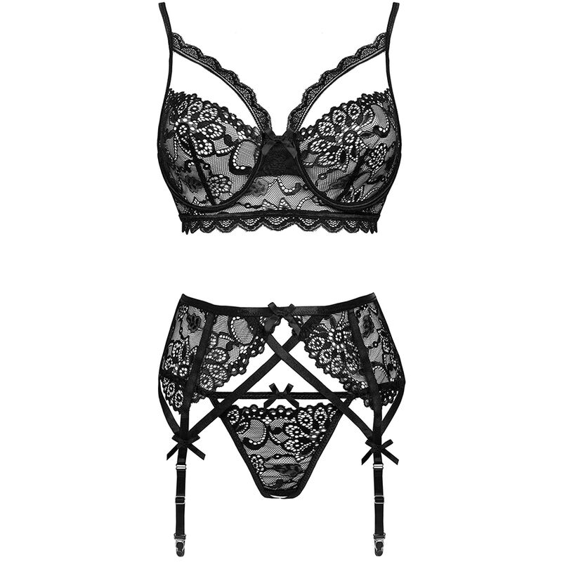 LIVCO CORSETTI FASHION - MORIDAM LC 90552 BH + Strumpfgürtel + Hose Schwarz L/XL