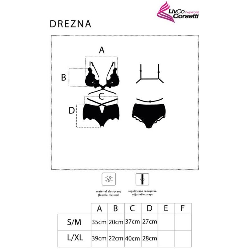 DREZNA LC 90733 BH + Panty Schwarz L/XL