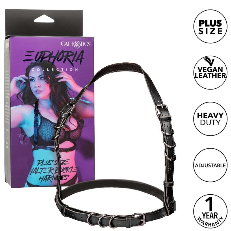 CALEXOTICS - EUPHORIA PLUS SIZE HALTER BUCKLE GURT SCHWARZ