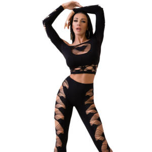 CHILIROSE - CR 4436 Top & Leggings Schwarz S/L
