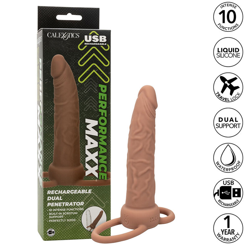 CALEXOTICS - PERFORMANCE MAXX wiederaufladbarer Dual-Penetrator, Braun