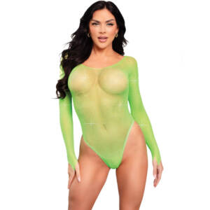 LANGÄRMLIGER BODYSUIT MIT KRISTALLMUSTER, GRÜN