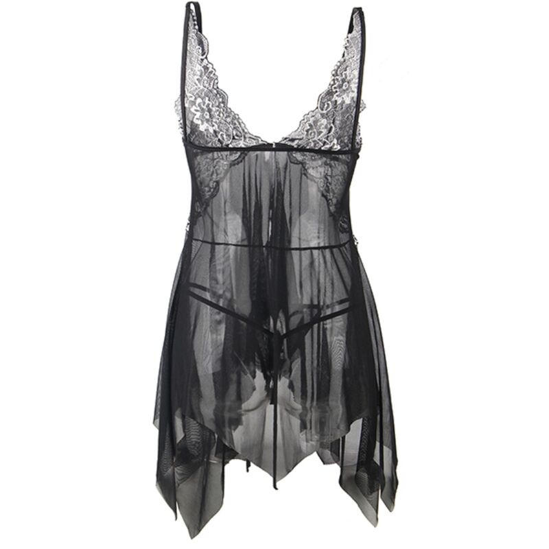 SUBBLIME - BABYDOLL AUS TÜLL MIT SPITZE L/XL