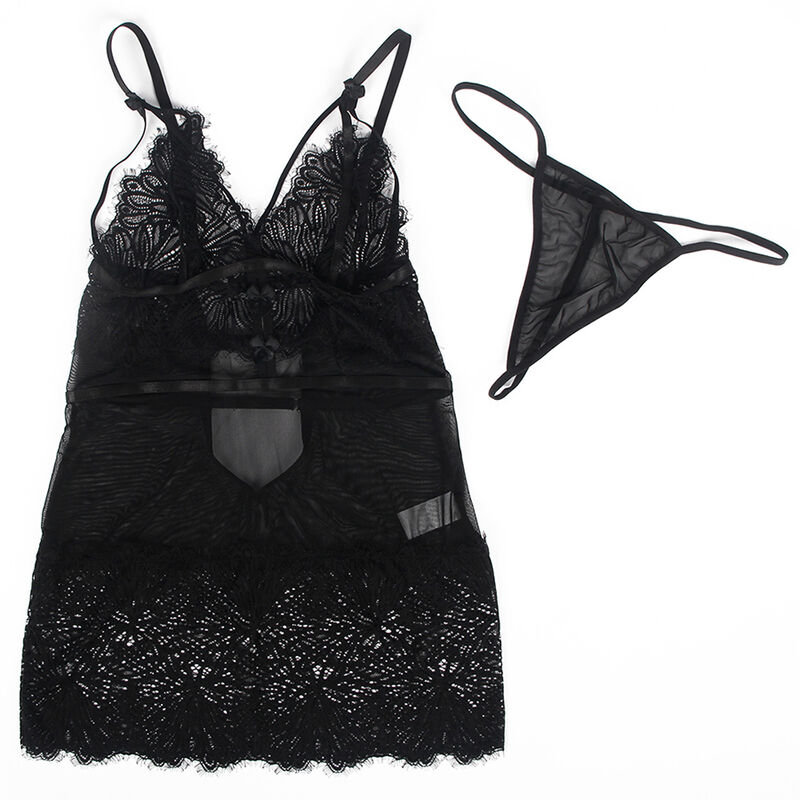 SUBBLIME - Babydoll mit verstellbaren Spitzenträgern Schwarz L/XL