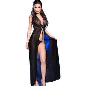 CHILIROSE - CR 3275 Babydoll lang & Tanga Schwarz S/M