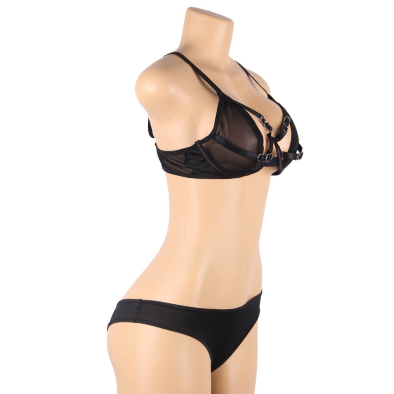 SUBBLIME - Zweiteiliges Set aus Transparent-BH und S/M-Streifen