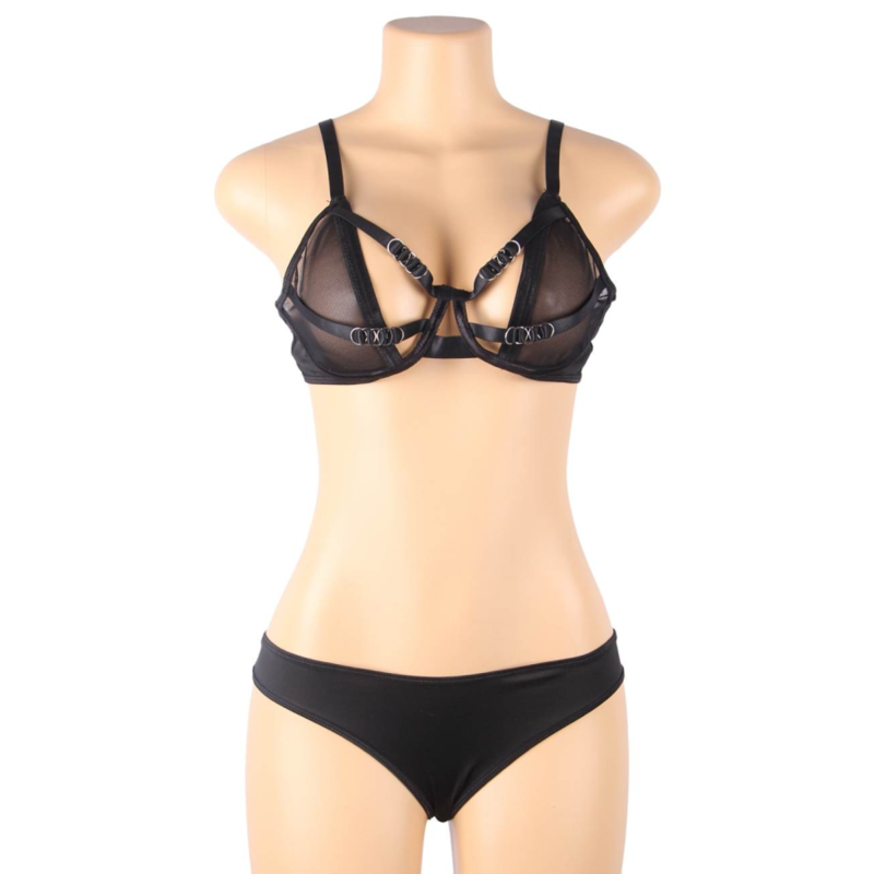 SUBBLIME - Zweiteiliges Set aus Transparent-BH und S/M-Streifen
