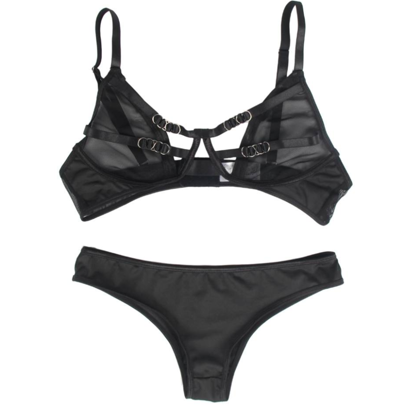 SUBBLIME - Zweiteiliges Set aus Transparent-BH und S/M-Streifen