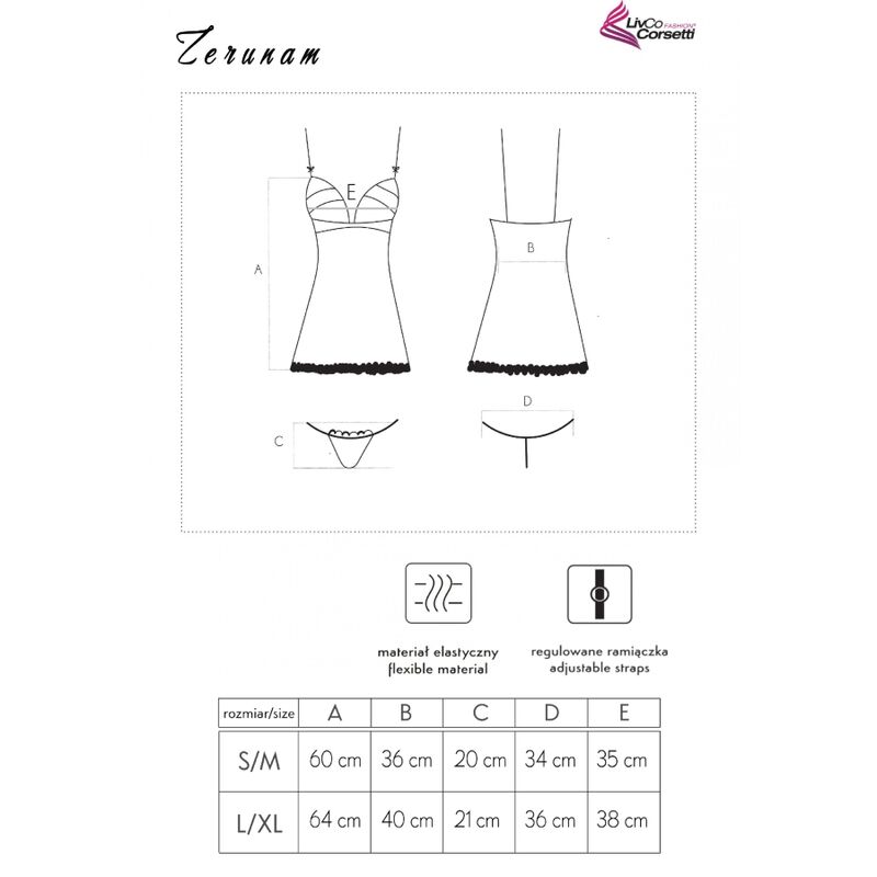 ZERUNAM SET BABYDOLL + SCHWARZER TANGA