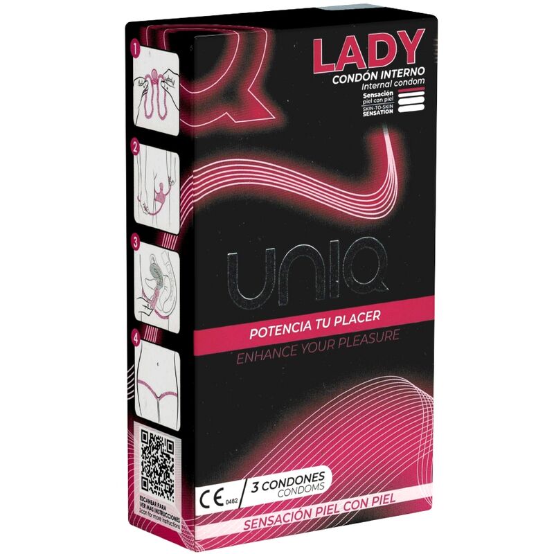 UNIQ - LADY CONDOM latexfreie weibliche Kondome mit Strumpfgurt 3 Einheiten