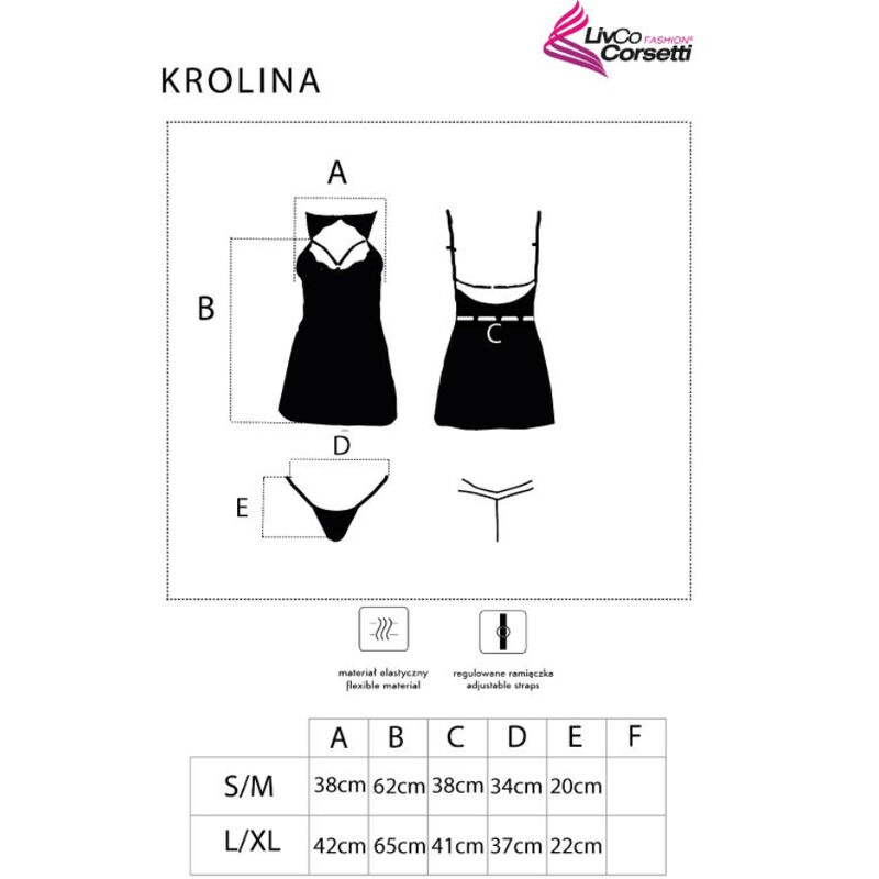 KROLINA LC 90734 Chemise + Tanga Schwarz