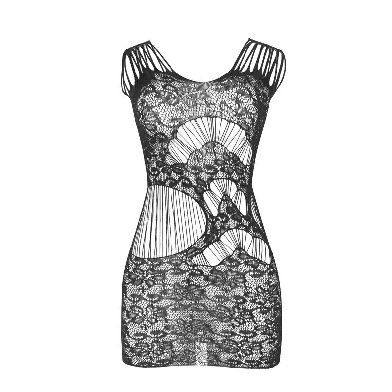 SUBBLIME - 951771 Langer Kleid mit offenem Rücken aus Netz Schwarz Eine Größe