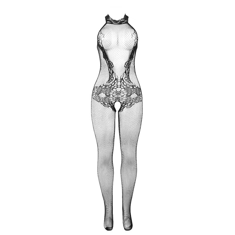 SUBBLIME - 951801 Bodystocking aus Netz und Spitze mit oberem Ausschnitt Schwarz Einheitsgröße