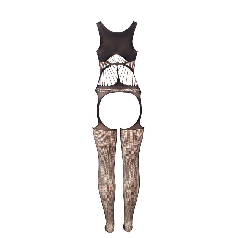SUBBLIME - 951900 Netz-Bodystocking ohne Schritt mit Cups und offenen Schultern Schwarz Einheitsgröße