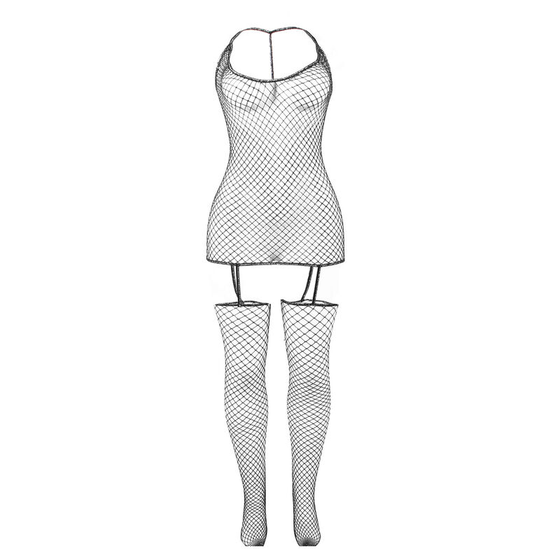 SUBBLIME - 951955 Glänzender Netz-Bodystocking Eine Größe