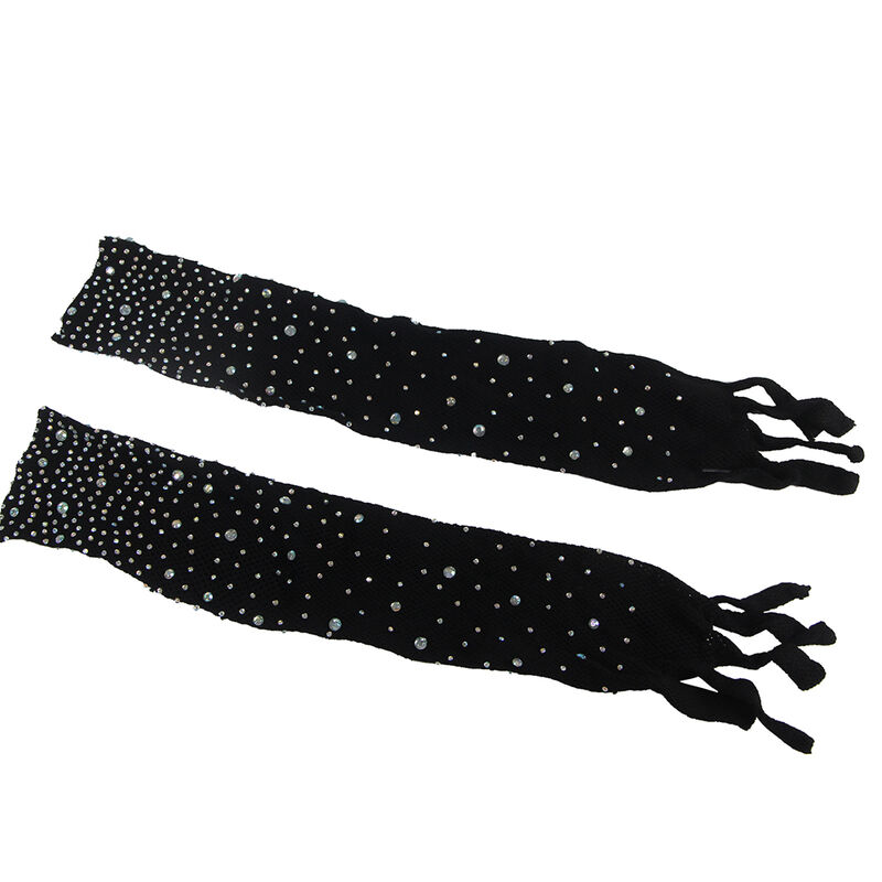 SUBBLIME - 952174 Netz-Bodystocking mit Handschuhen und Diamanten Schwarz Einheitsgröße