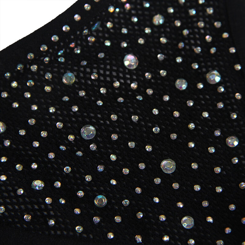 SUBBLIME - 952174 Netz-Bodystocking mit Handschuhen und Diamanten Schwarz Einheitsgröße