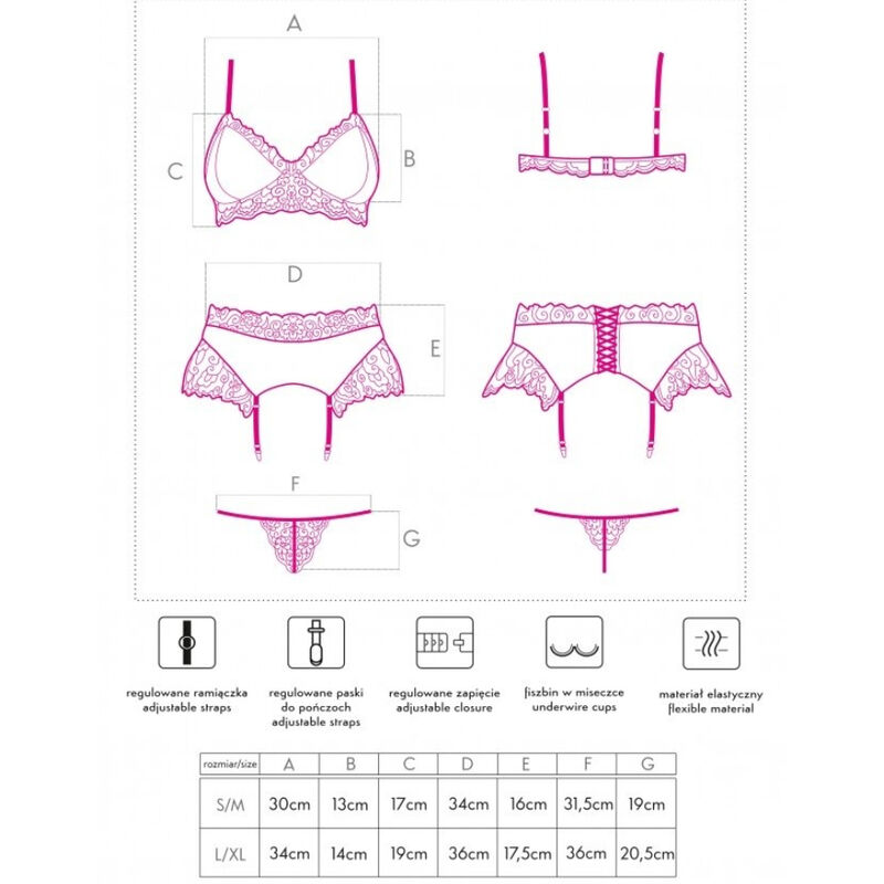 LIVCO CORSETTI FASHION - NAHIR LC 20214 BH + Höschen + Strumpfgürtel