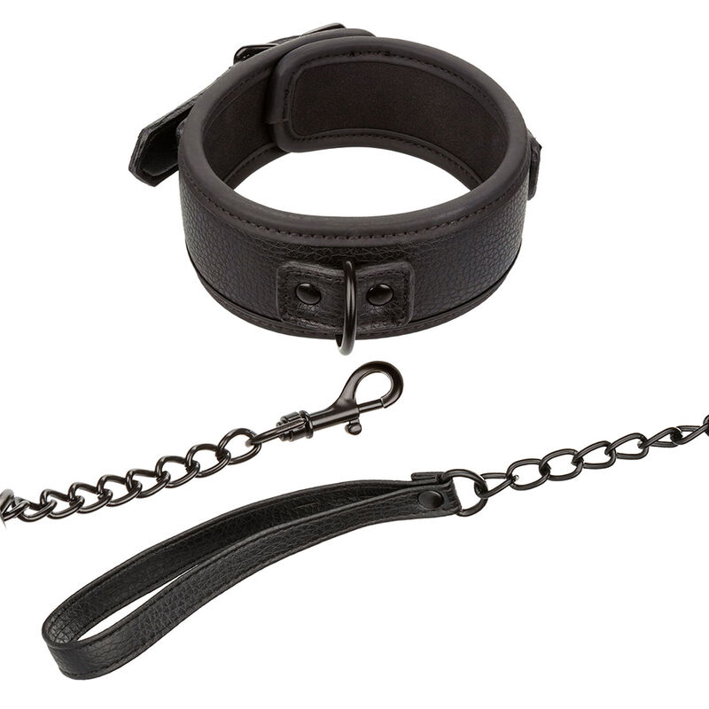 CALEXOTICS - NOCTURNAL Halsband & Leine aus verstellbarem Leder in Schwarz