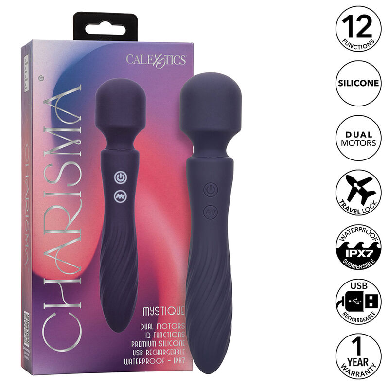 CALEXOTICS - CHARISMA MYSTIQUE MASSAGER DOPPELMOTOR 12 FUNKTIONEN 20,5 CM X 4,5 CM Lila