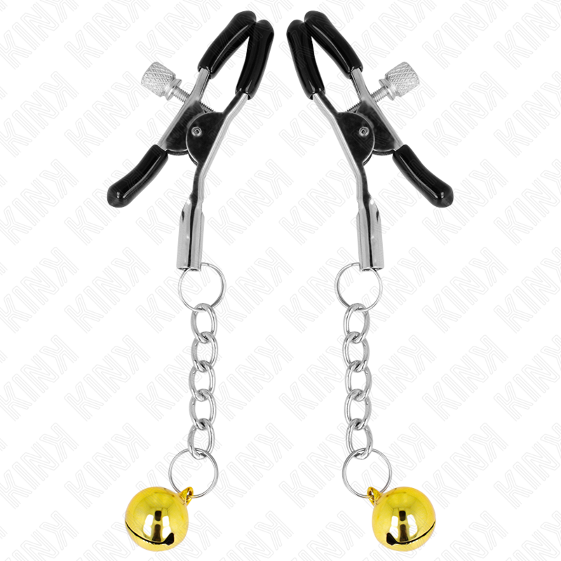 KINK - Goldene Jingle Bell Anhänger-Nippelklemmen 6 cm