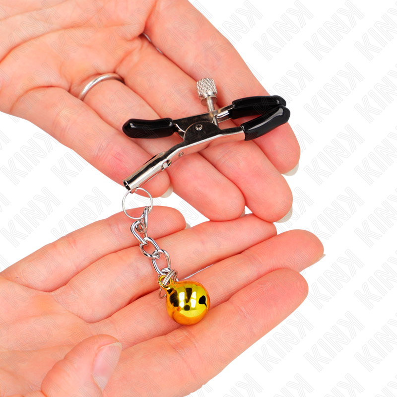 KINK - Goldene Jingle Bell Anhänger-Nippelklemmen 6 cm