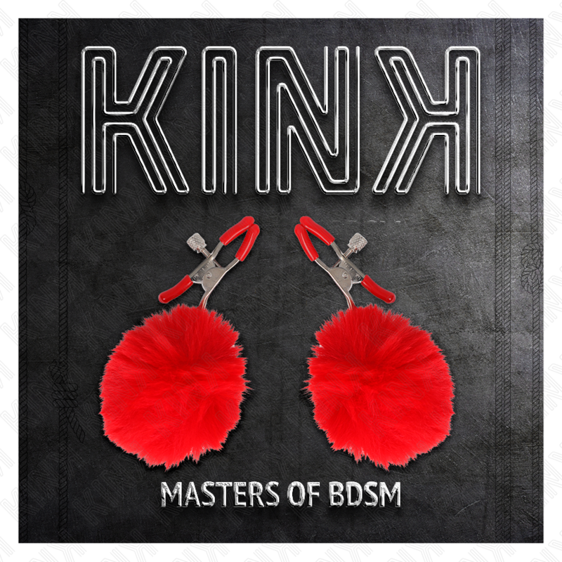 KINK - Kunstfellball-Nippelklemme Rot 6 cm