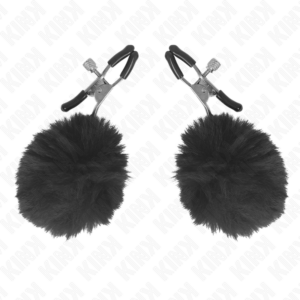KINK - Kunstfellball-Nippelklemme Schwarz 6 cm