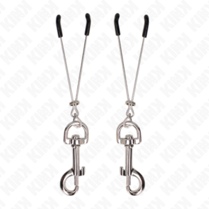 KINK - Dünne Haken-Nippelklemmen Silber 7 cm