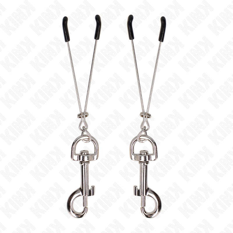 KINK - Dünne Haken-Nippelklemmen Silber 7 cm