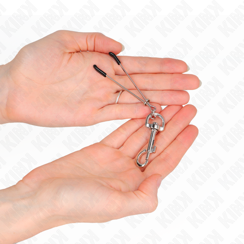 KINK - Dünne Haken-Nippelklemmen Silber 7 cm