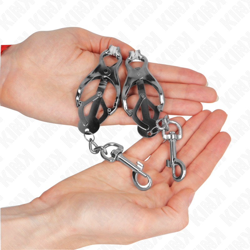 KINK - Japanische Kleeblatt-Nippelklemmen mit Haken Silber