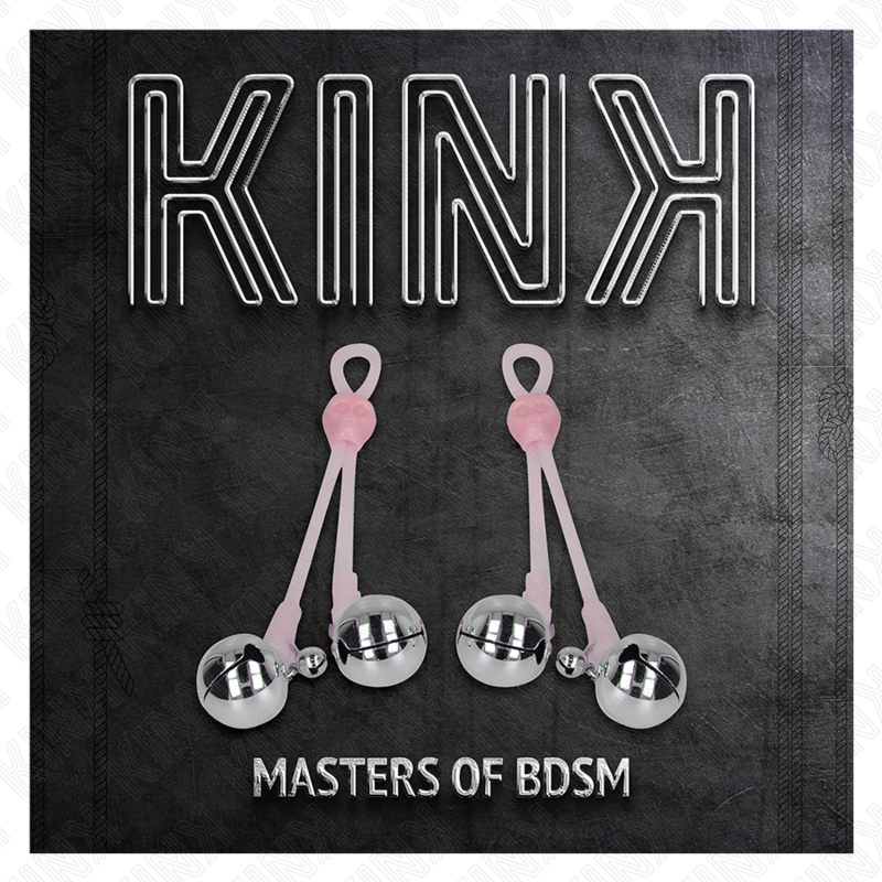 KINK - Leuchtende Totenkopf-Nippelklemmen mit Ringglöckchen verstellbar Rosa/Silber