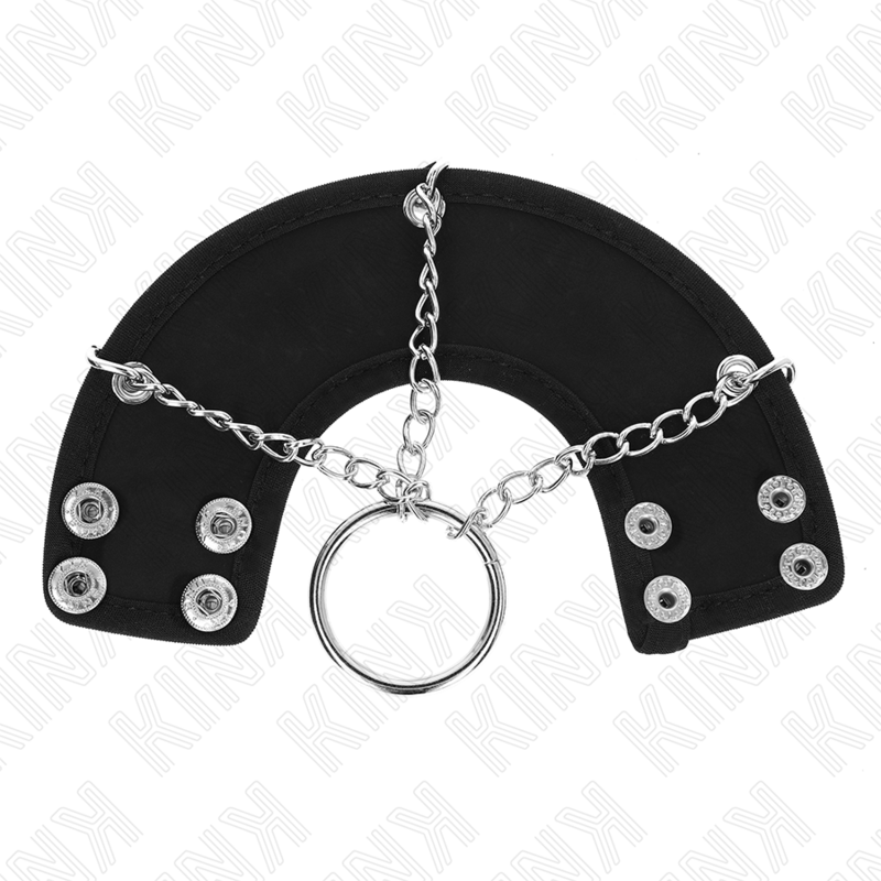 KINK - Penisring 4 cm Kette 7 cm Metall mit Ledergurte