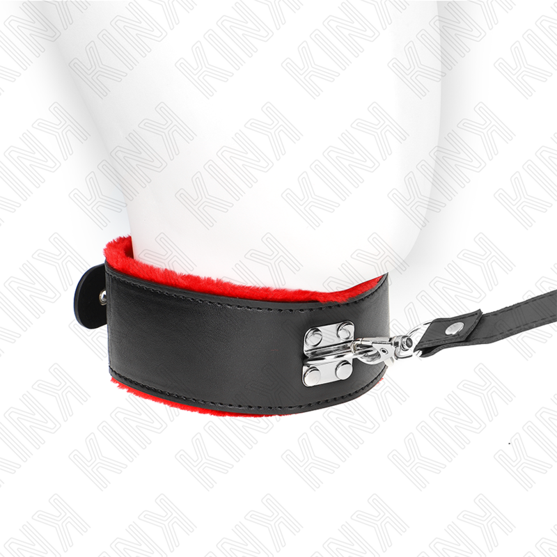 KINK - Halskette mit Gürtel 116 cm mit rotem Lederband verstellbar 40-48 cm x 6 cm