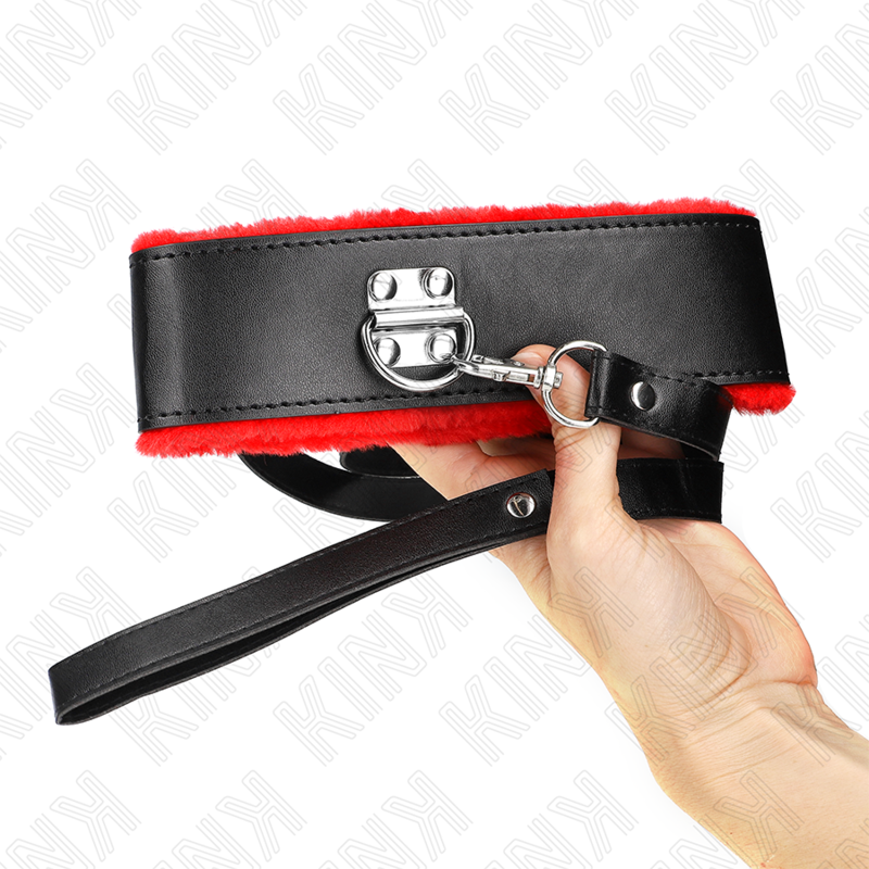 KINK - Halskette mit Gürtel 116 cm mit rotem Lederband verstellbar 40-48 cm x 6 cm