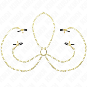 KINK - 4 Nippelklemmen und Klitorisklammern, verstellbar, Gold